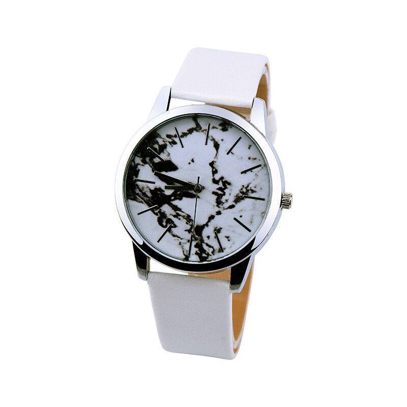Lesara Armbanduhr mit Zifferblatt in Marmor-Optik - Weiß