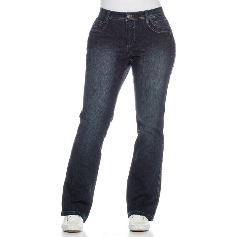 Große Größen: sheego Denim Bootcut-Stretch-Jeans ?Maila?, dark blue denim, Gr.20-29