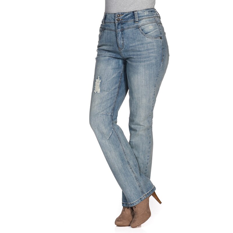 Große Größen: sheego Denim Gerade Stretch-Jeans, light blue Denim, Gr.21-100