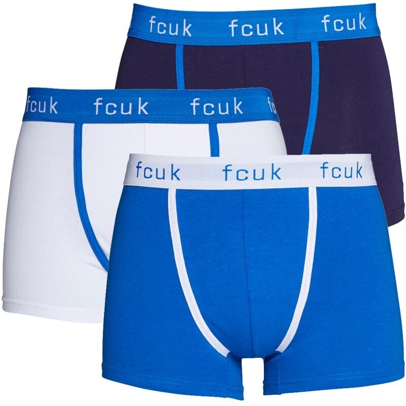 French Connection Herren FCUK Boxershorts Blau/Weiß/Dunkelblau