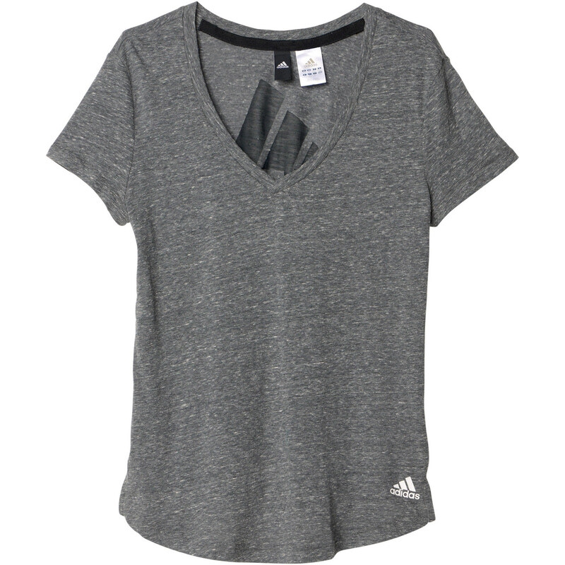 adidas Performance: Damen Trainingsshirt / T-Shirt Logo V-Tee, grau, verfügbar in Größe L
