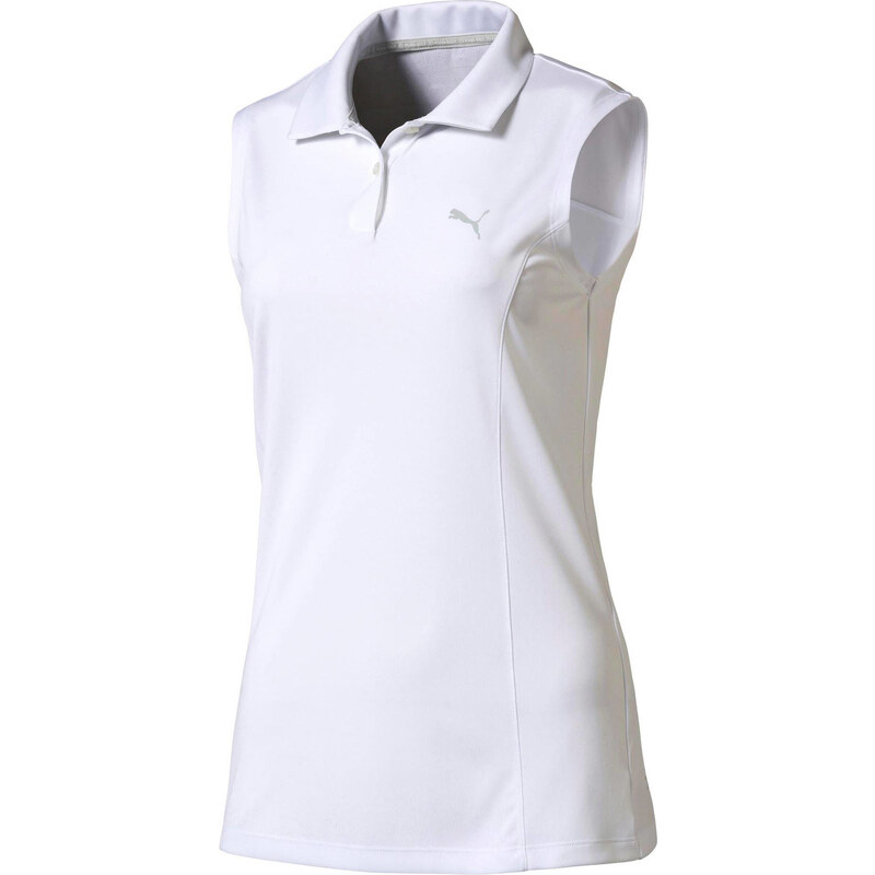 Puma: Damen Golfshirt / Polo-Shirt Pounce Polo ärmellos, weiss, verfügbar in Größe XL