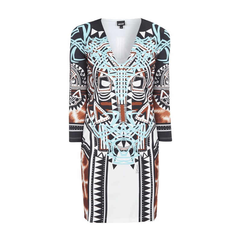Just Cavalli Kleid mit V-Ausschnitt und All-Over-Muster