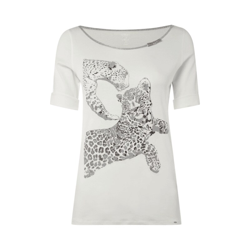 Marc Cain Collections Shirt mit Geparden-Flock-Print und Glitter-Effekt