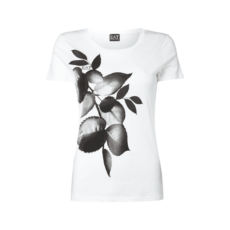 EA7 Emporio Armani T-Shirt mit floralem Print und Ziersteinen