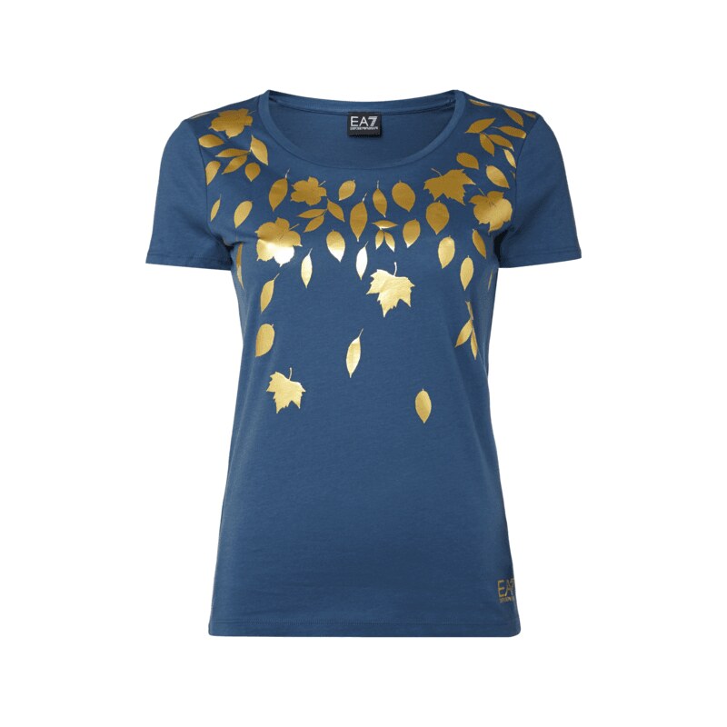 EA7 Emporio Armani T-Shirt mit Blätter-Print in Goldoptik