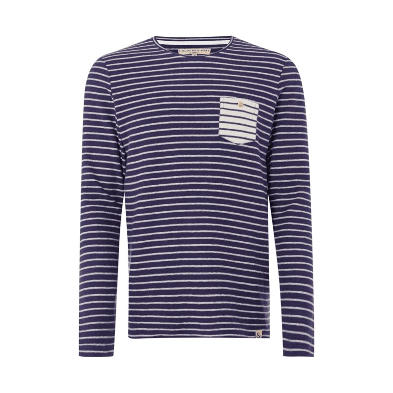 Colours & Sons Sweatshirt aus reiner Baumwolle mit Streifenmuster