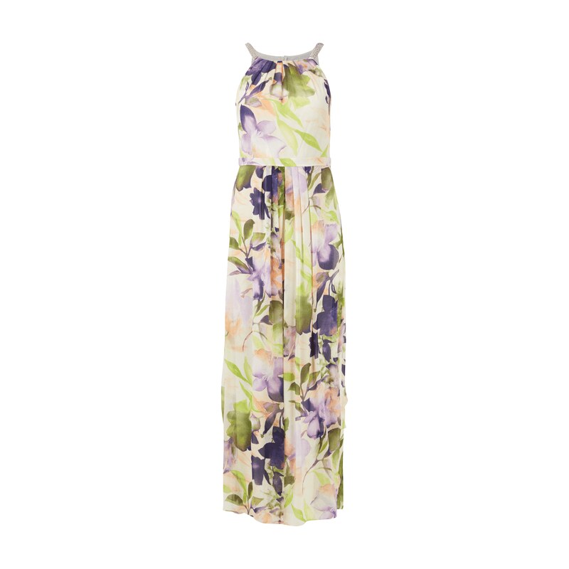 Esprit Collection Abendkleid mit Collierkragen und floralem Muster
