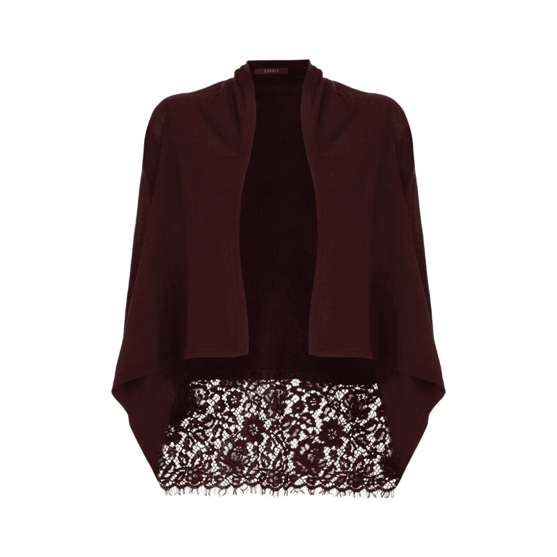 Esprit Collection Cardigan mit Besatz aus floraler Spitze