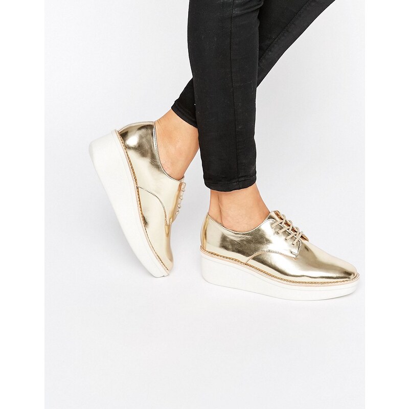 ALDO - Rivale - Schuhe in Metallic mit breiter flacher Sohle - Gold