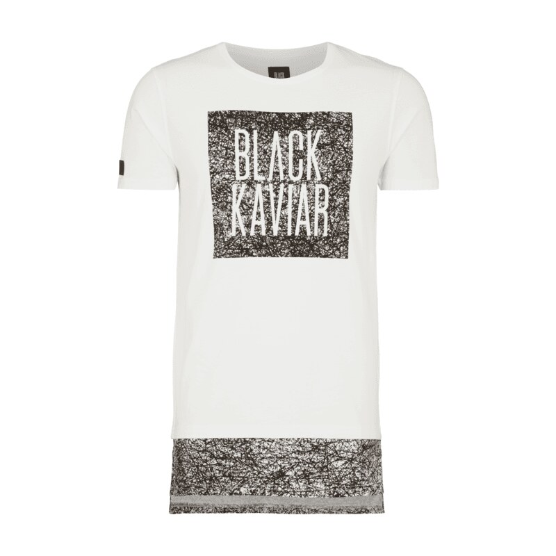 Black Kaviar Longshirt mit Kontrastsaum im Layering-Look