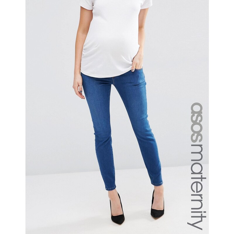 ASOS Maternity - Ridley - Enge Jeans in Bailie-Waschung - Blau