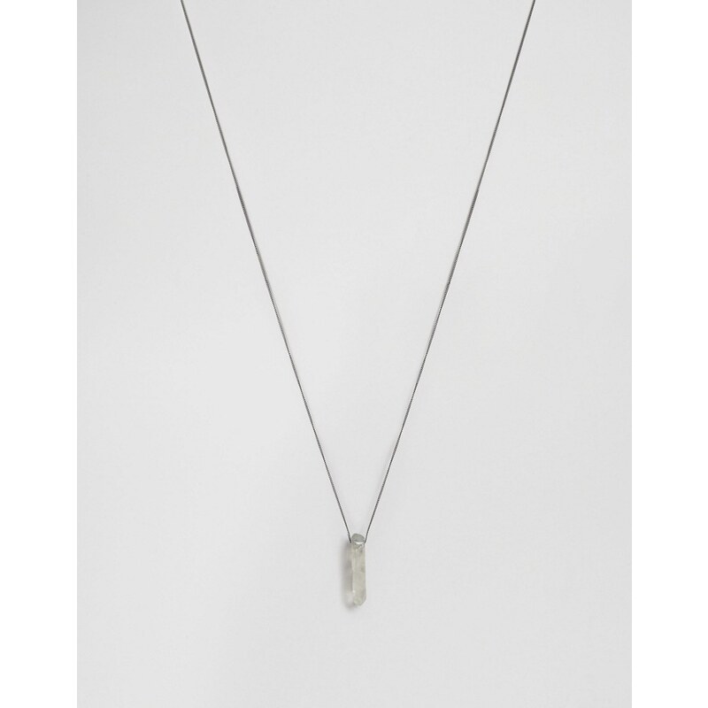 ASOS - Halskette mit transparentem Steinanhänger - Weiß