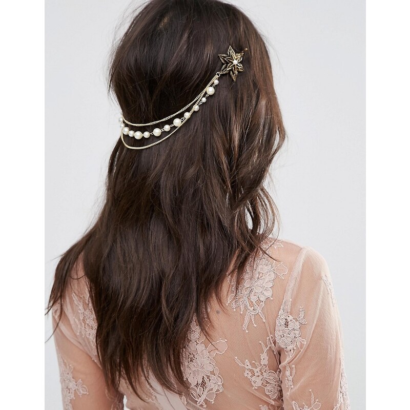 ASOS - Vintage-Haarklammern mit Blumen und Perlen - Gold