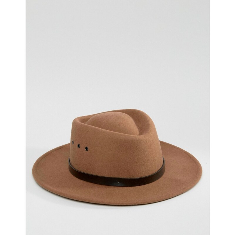 ASOS - Porkpie-Hut mit breiter Krempe und Ösen - Bronze