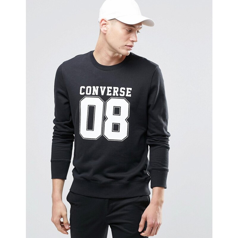 Converse - 08 - 10002142-A02 - Schwarzes Sweatshirt mit Rundhalsausschnitt - Schwarz
