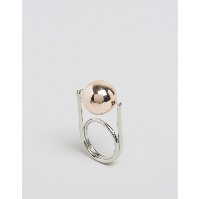 DesignB London - Ring mit drehender Kugel - Silber