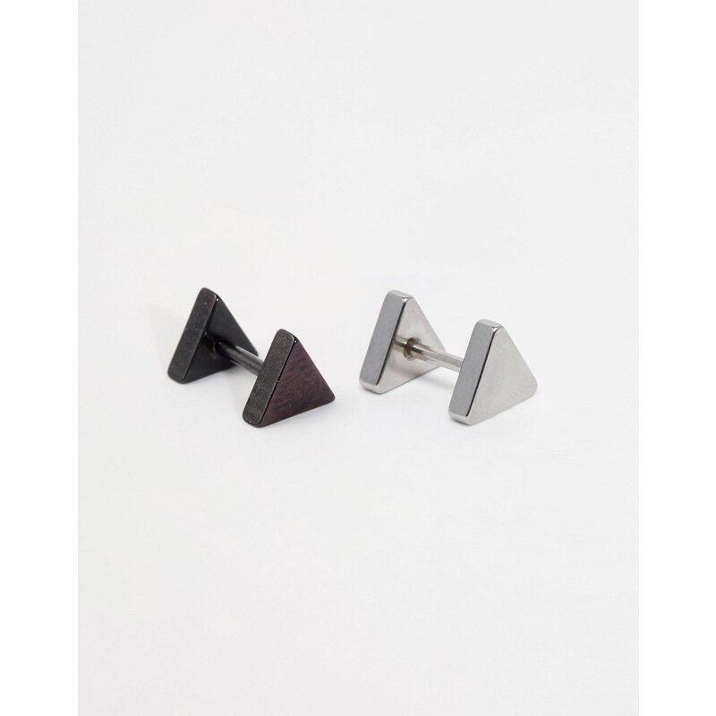 DesignB London DesignB - Dreieckige Ohrringe im 2er Pack - Mehrfarbig