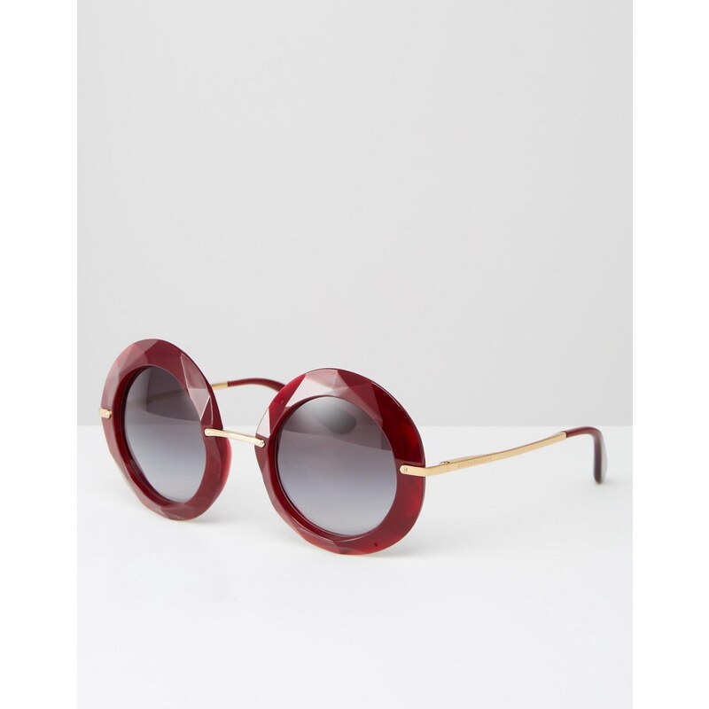 Dolce & Gabbana Dolce & Gabanna - Übergroße runde Sonnenbrille in Rot - Rot