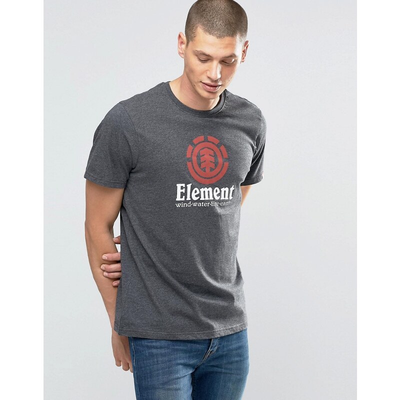 Element Verical - Logo-T-Shirt in Heidegrau, reguäre Passform - Grau