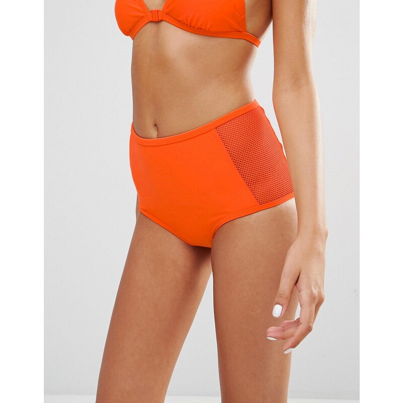 Missguided Missgiuded - Bikinihose mit Netzeinsatz hinten - Orange