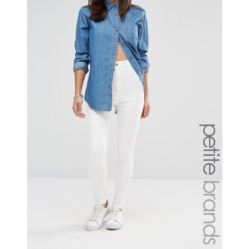 Missguided Petite - Vice - Hochgeschnittene Jeans mit hohem Stretchanteil - Weiß