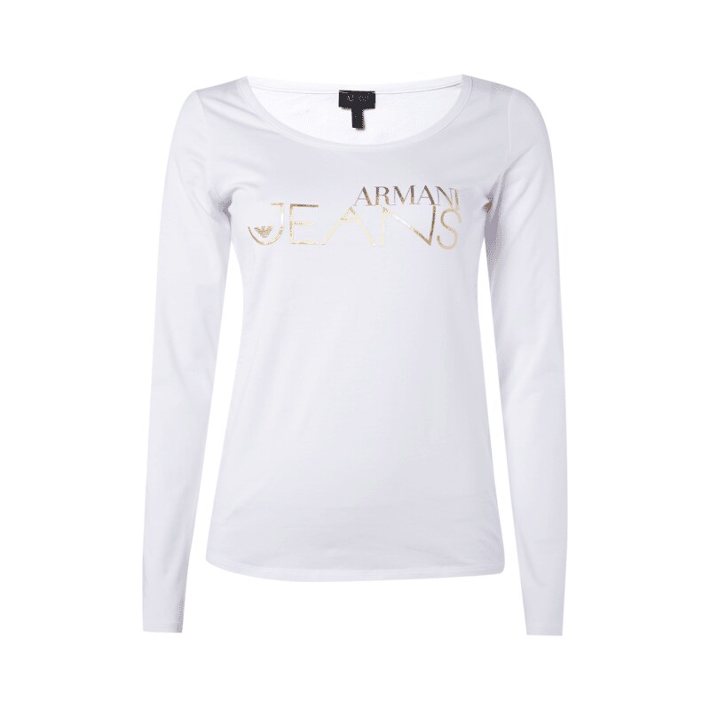Armani Jeans Longsleeve mit Logo-Print in Goldoptik