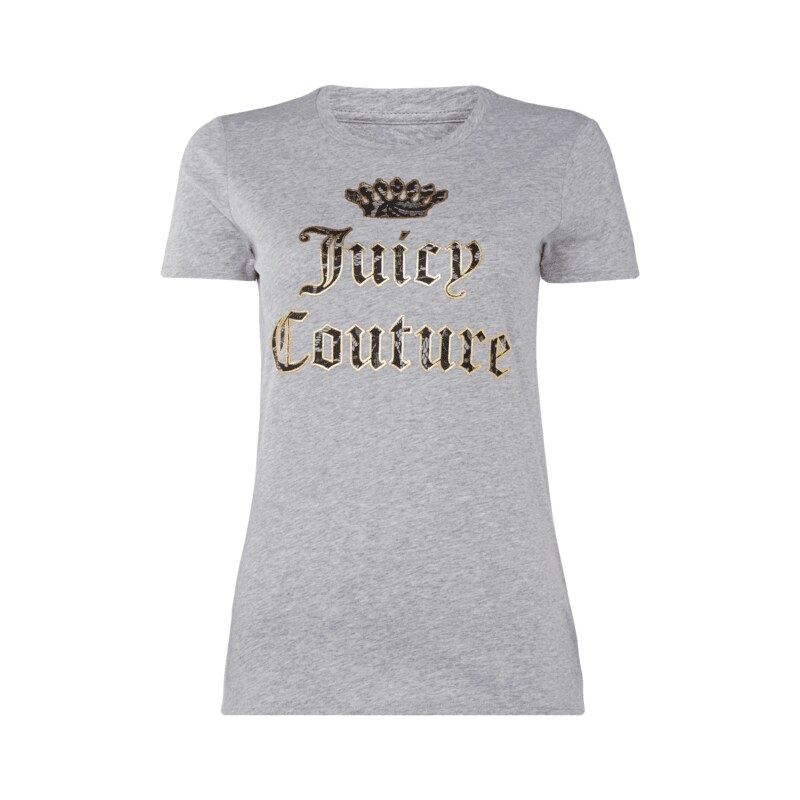 Juicy Couture T-Shirt mit großem Logo-Print in Goldoptik