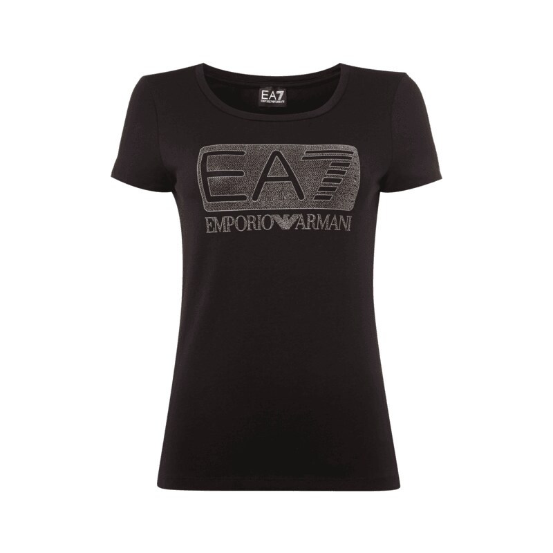 EA7 Emporio Armani T-Shirt mit Logo in Metallicoptik