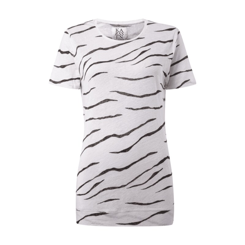 Zoe Karssen T-Shirt aus Leinen mit Tigermuster