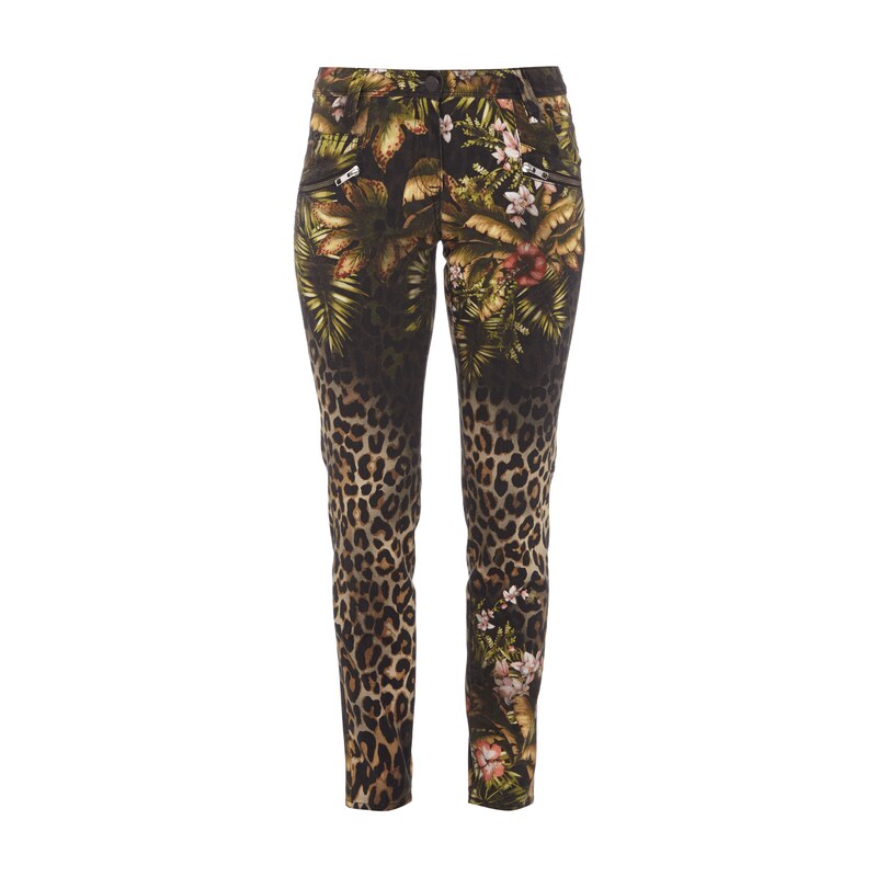 Raffaello Rossi 5-Pocket-Jeans mit Leoparden- und Dschungelmuster