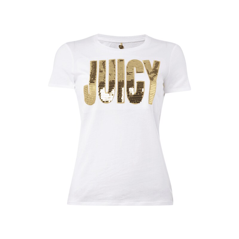 Juicy Couture T-Shirt mit Paillettenbesatz in Goldoptik