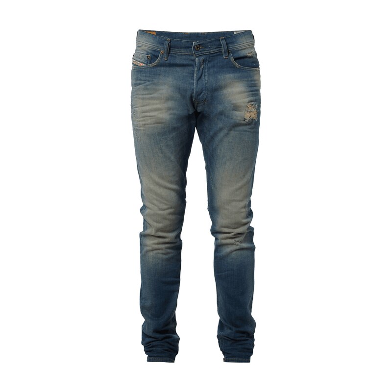 Diesel Slim-Carrot Fit Jeans im Destroyed Look