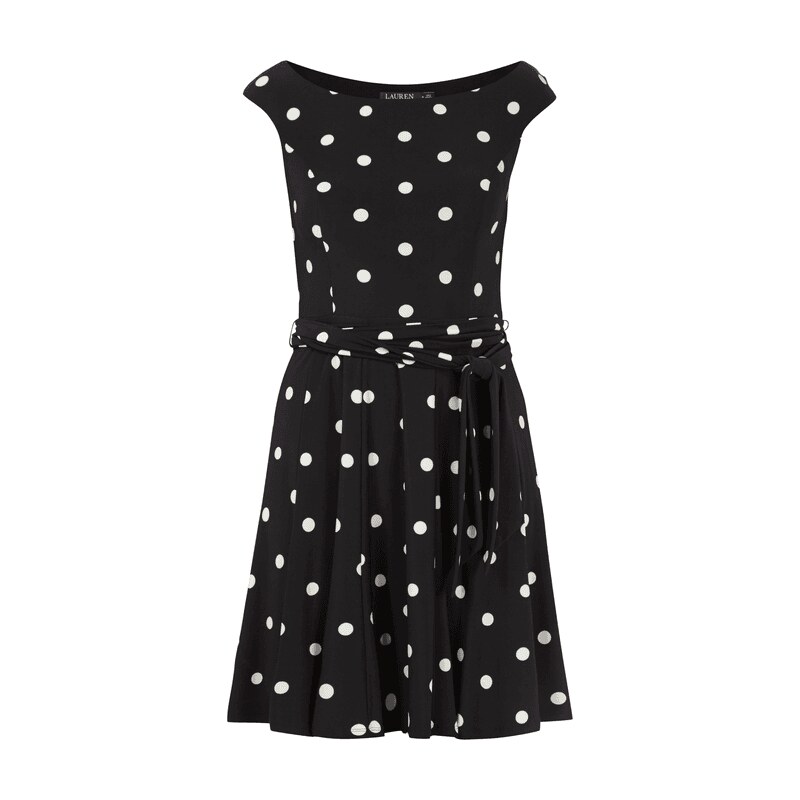 Lauren Ralph Lauren Kleid mit Polka Dots und Taillengürtel