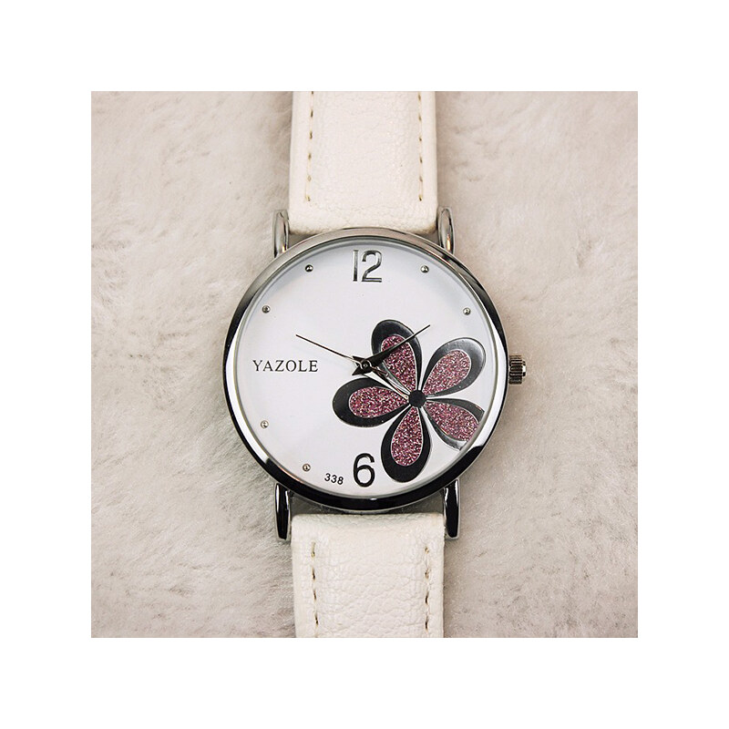 Lesara Armbanduhr mit Strass-Kleeblatt - Weiß