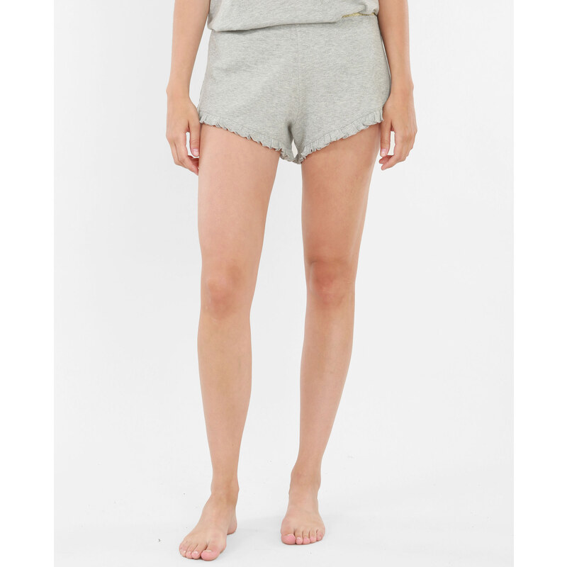 Homewear-Shorts mit Rüsche Grau meliert, Größe S -Pimkie- Mode für Damen