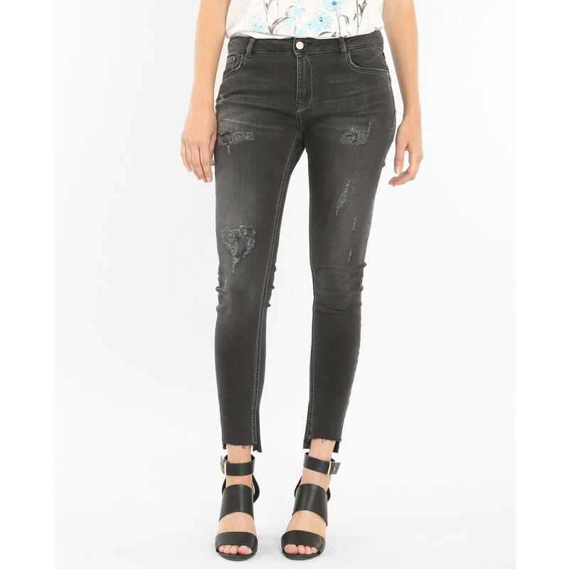 Skinny-Jeans im Destroy-Look Schwarz, Größe 38 -Pimkie- Mode für Damen