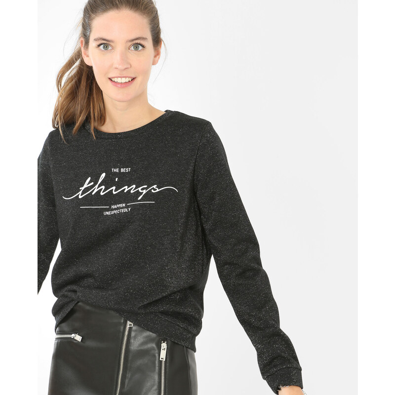 Sweatshirt mit Pailletten Schwarz, Größe M -Pimkie- Mode für Damen