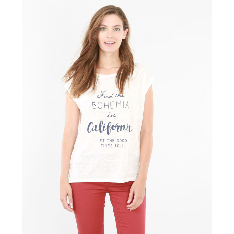 Bedrucktes T-Shirt Altweiß, Größe S -Pimkie- Mode für Damen