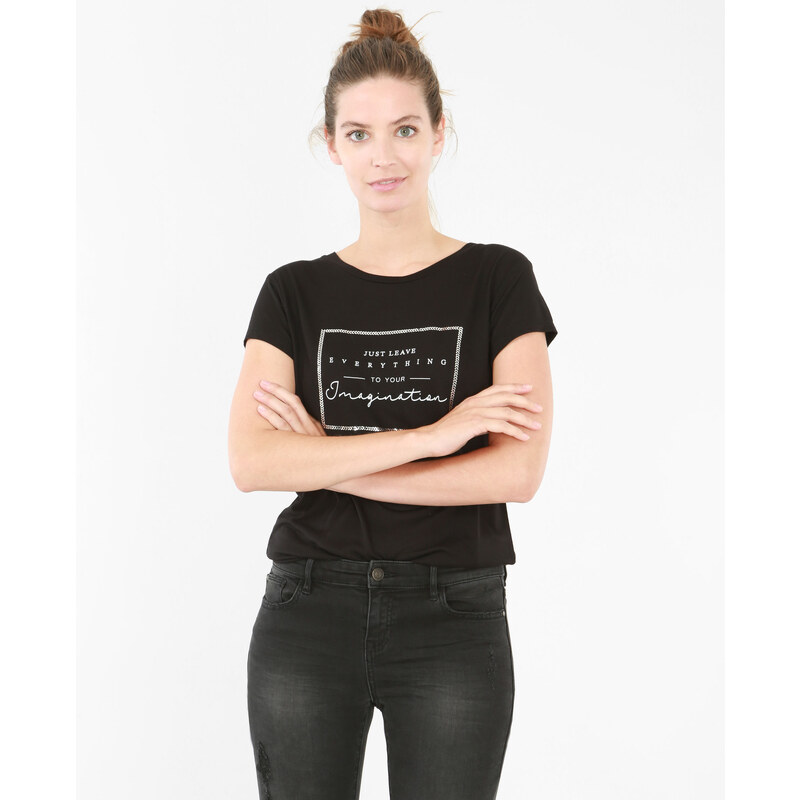 Bedrucktes T-Shirt Schwarz, Größe S -Pimkie- Mode für Damen