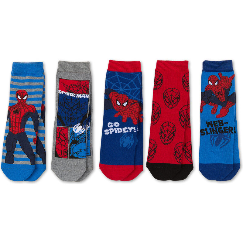 C&A 5 Paar Spider-Man Socken in Grau / Blau