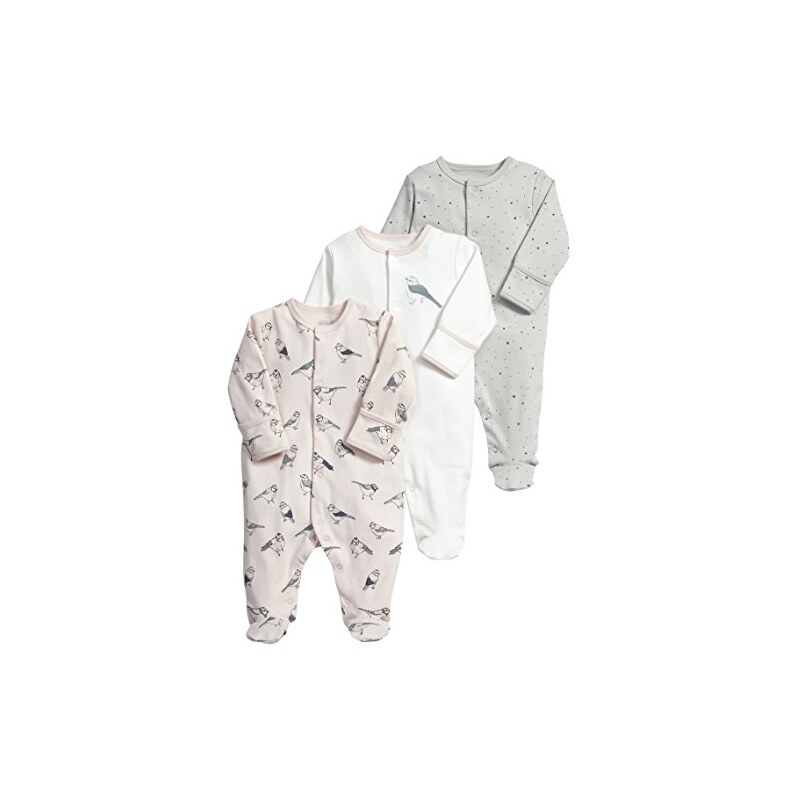 Mamas & Papas Baby-Mädchen Strampler and 3 Pack Sparrow All in One, 3