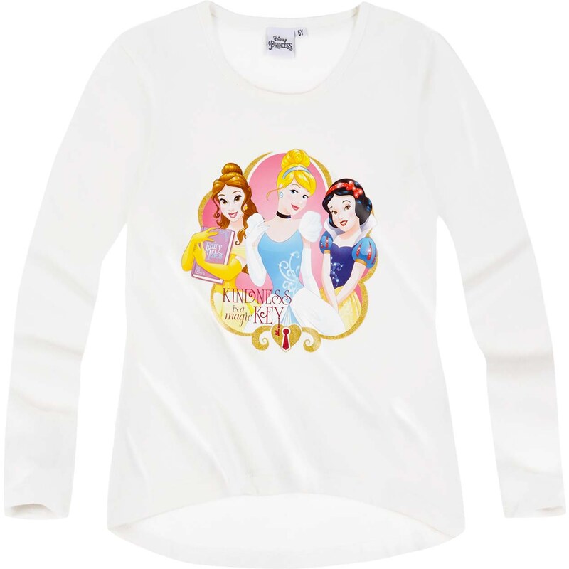 Disney Princess Langarmshirt weiß in Größe 92 für Mädchen aus 100% Baumwolle