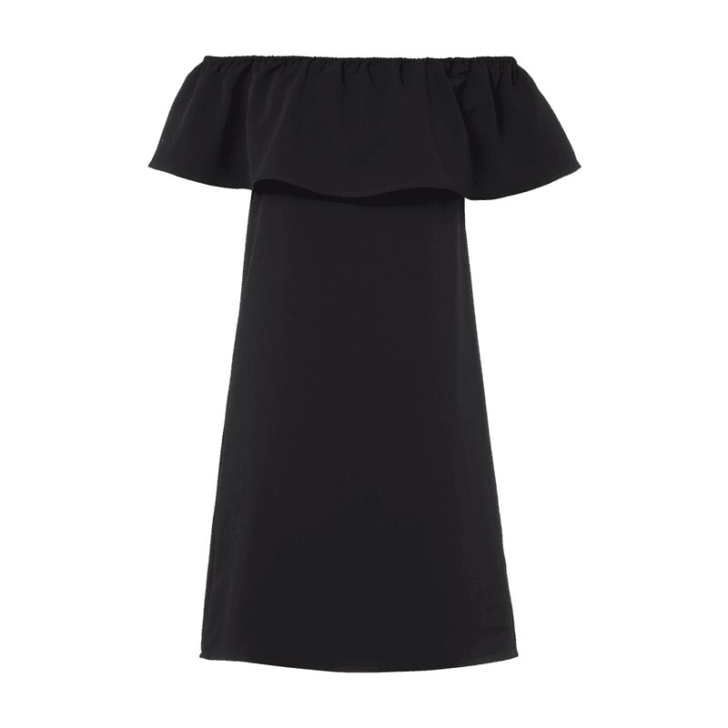 Neo Noir Off-Shoulder Kleid mit breitem Kragen