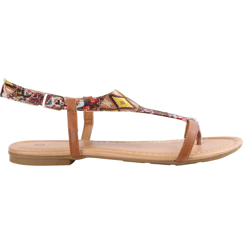 Lesara Zehentrenner-Sandale mit Azteken-Muster - Camel - 40