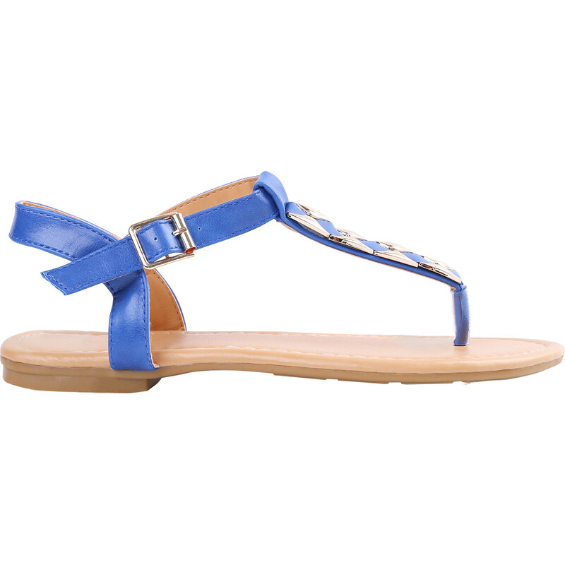 Lesara Zehentrenner-Sandale mit Nieten-Details - Blau - 37