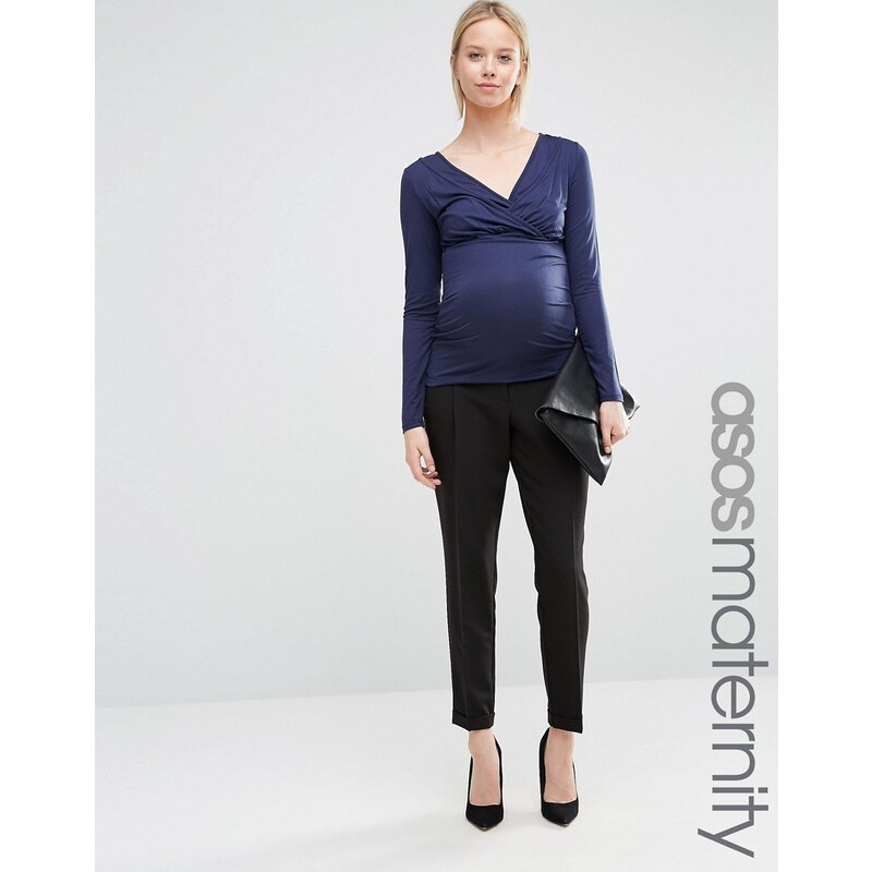 ASOS Maternity - Elegante Hose mit und Umschlag - Schwarz