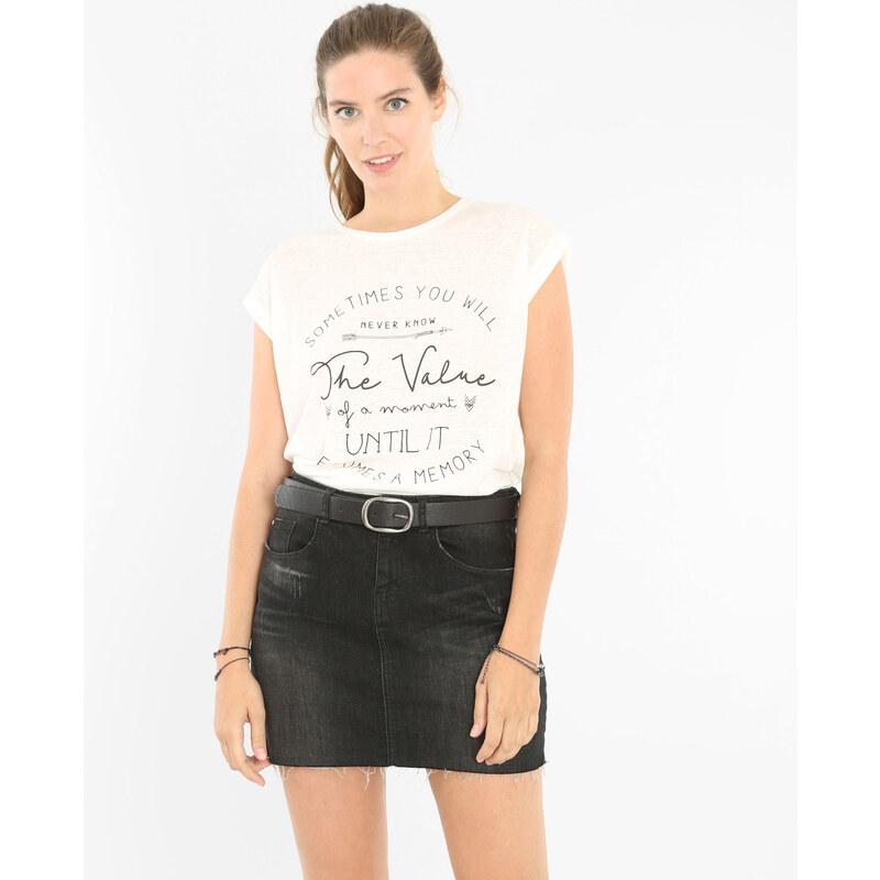 T-Shirt mit Schriftzug Altweiß, Größe S -Pimkie- Mode für Damen