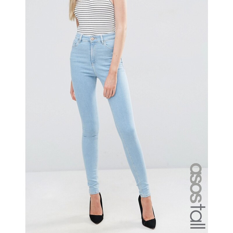 ASOS TALL - Ridley - Skinny-Jeans in Freya Light Stonewash Blue mit hohem Bund - Blau