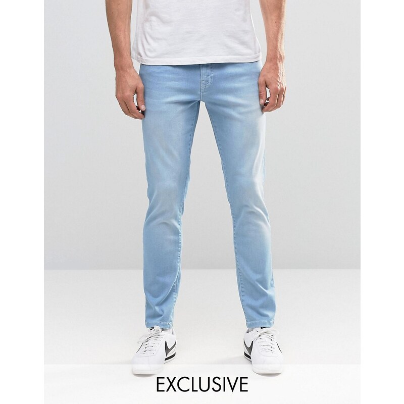 Brooklyn - Supply Co - Kontrastierende enge Dumbo-Jeans in heller Waschung - Blau